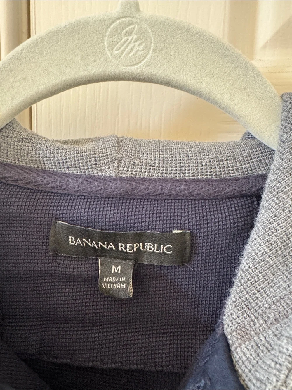 Banana Republic Navy Long-Sleeve Hooded Pullover with Gray Trim